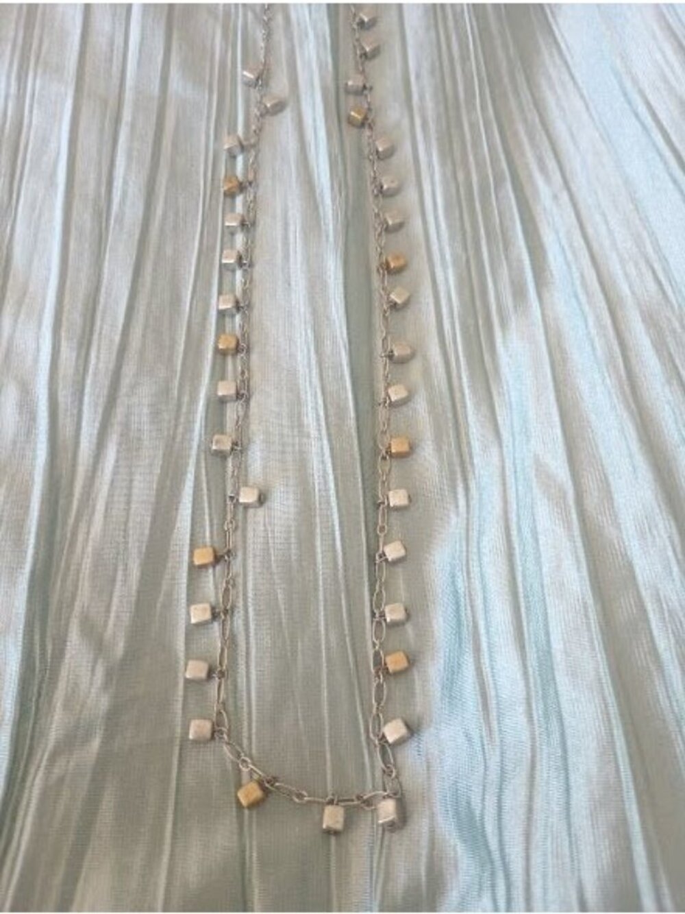 2 Coldwater Creek Silver & Goldtone Necklaces With Gold Colored Beads & Tassle - Picture 10 of 13